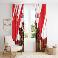 Canada Beaver Adventurer Window Curtain With Maple Leaf