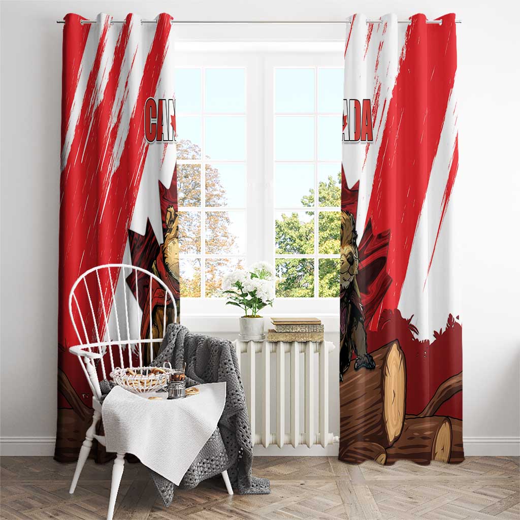 Canada Beaver Adventurer Window Curtain With Maple Leaf
