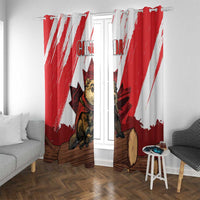 Canada Beaver Adventurer Window Curtain With Maple Leaf