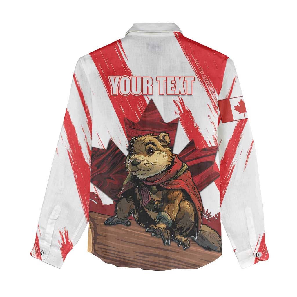 Personalised Canada Beaver Adventurer Women Casual Shirt With Maple Leaf