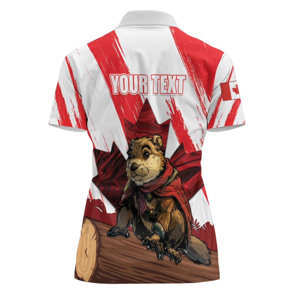 Personalised Canada Beaver Adventurer Women Polo Shirt With Maple Leaf