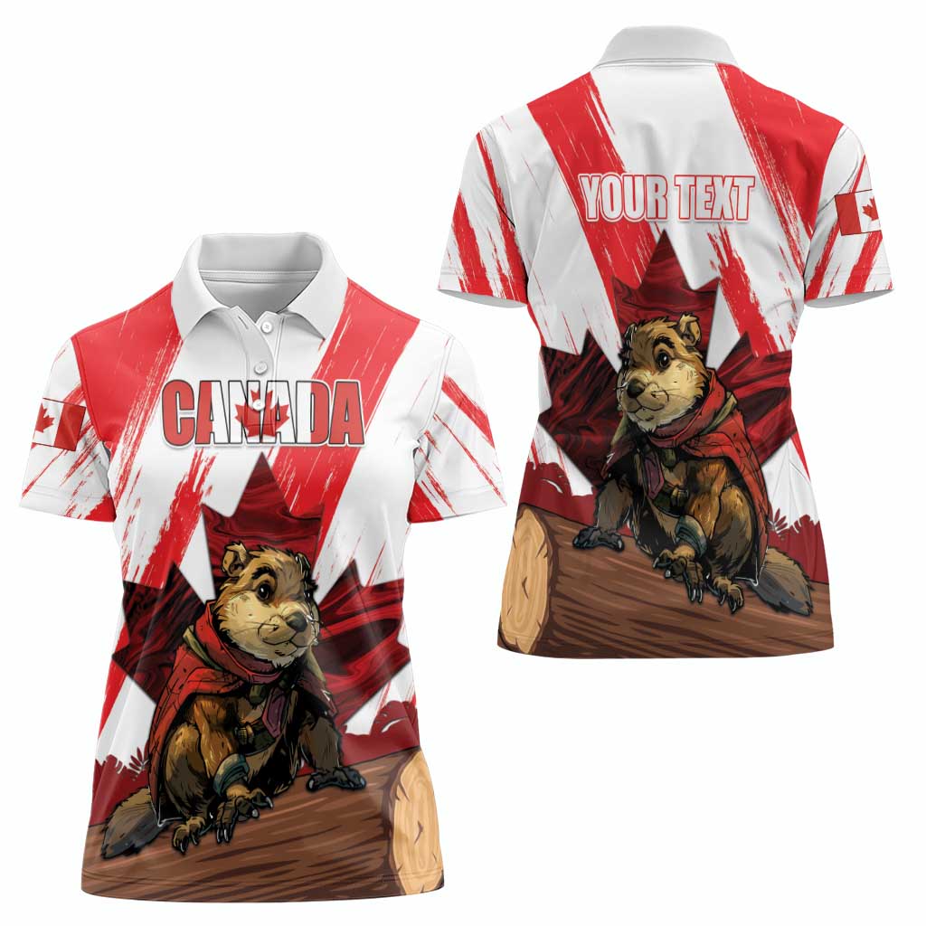 Personalised Canada Beaver Adventurer Women Polo Shirt With Maple Leaf