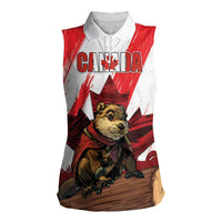 Personalised Canada Beaver Adventurer Women Sleeveless Polo Shirt With Maple Leaf