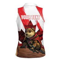 Personalised Canada Beaver Adventurer Women Sleeveless Polo Shirt With Maple Leaf