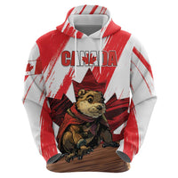 Personalised Canada Beaver Adventurer Zip Hoodie With Maple Leaf
