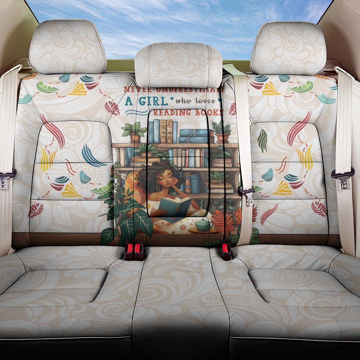 Never Underestimate A Girl Who Loves Reading Books Back Car Seat Cover