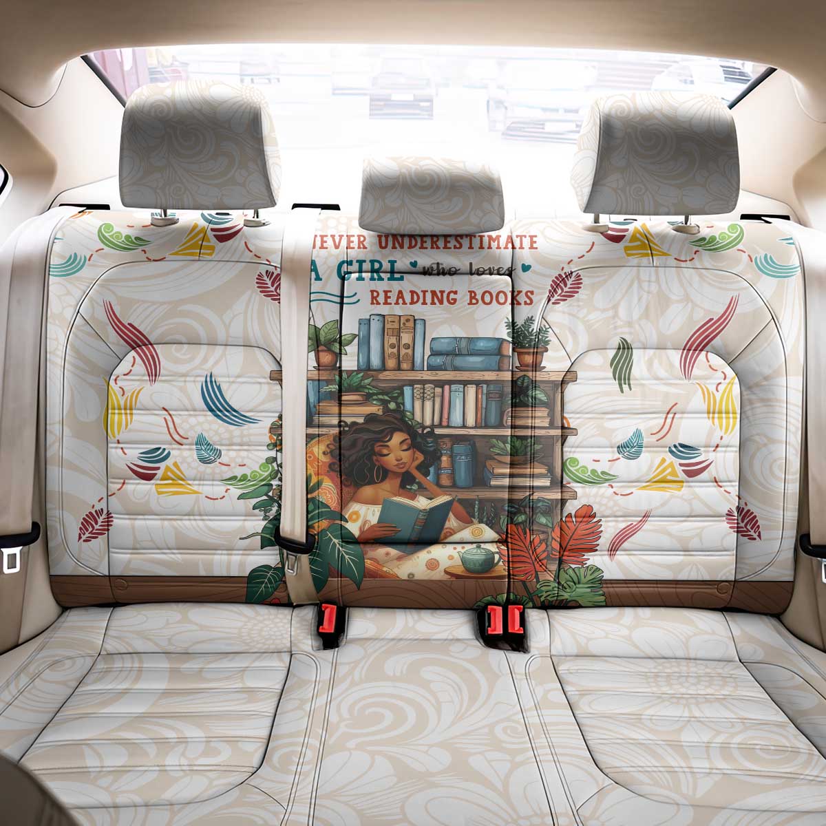 Never Underestimate A Girl Who Loves Reading Books Back Car Seat Cover