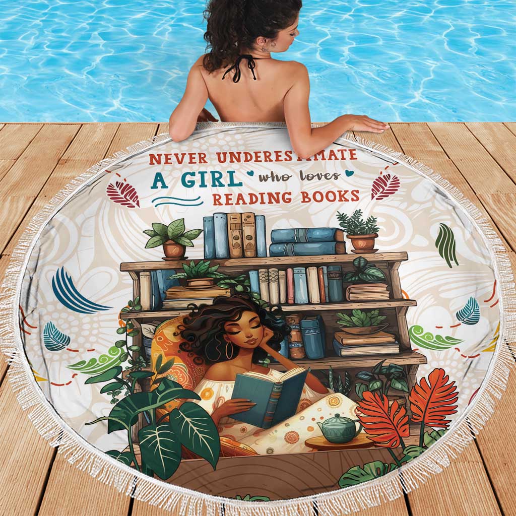 Never Underestimate A Girl Who Loves Reading Books Beach Blanket