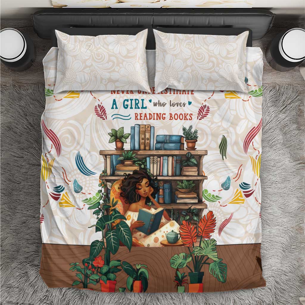 Never Underestimate A Girl Who Loves Reading Books Bedding Set