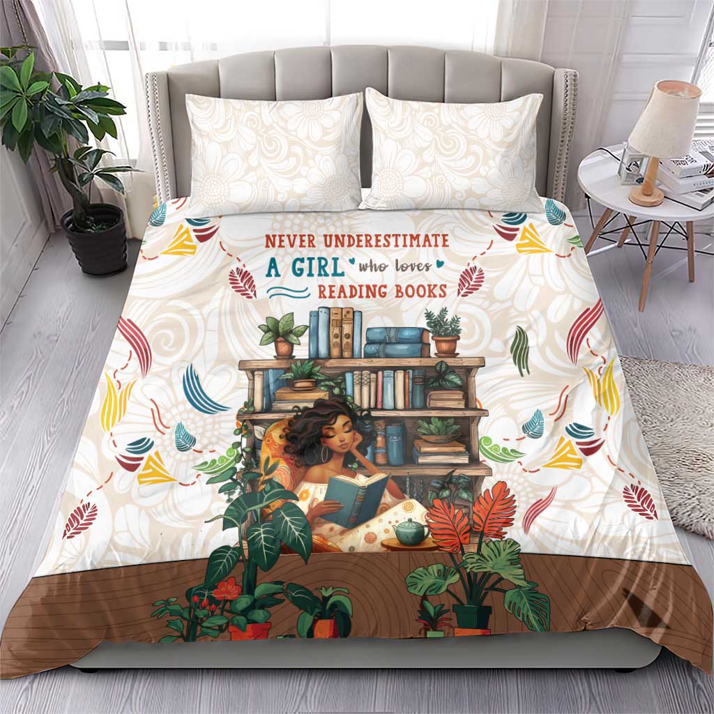 Never Underestimate A Girl Who Loves Reading Books Bedding Set