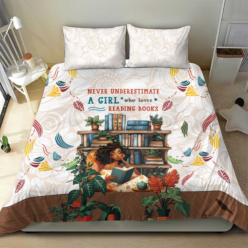 Never Underestimate A Girl Who Loves Reading Books Bedding Set