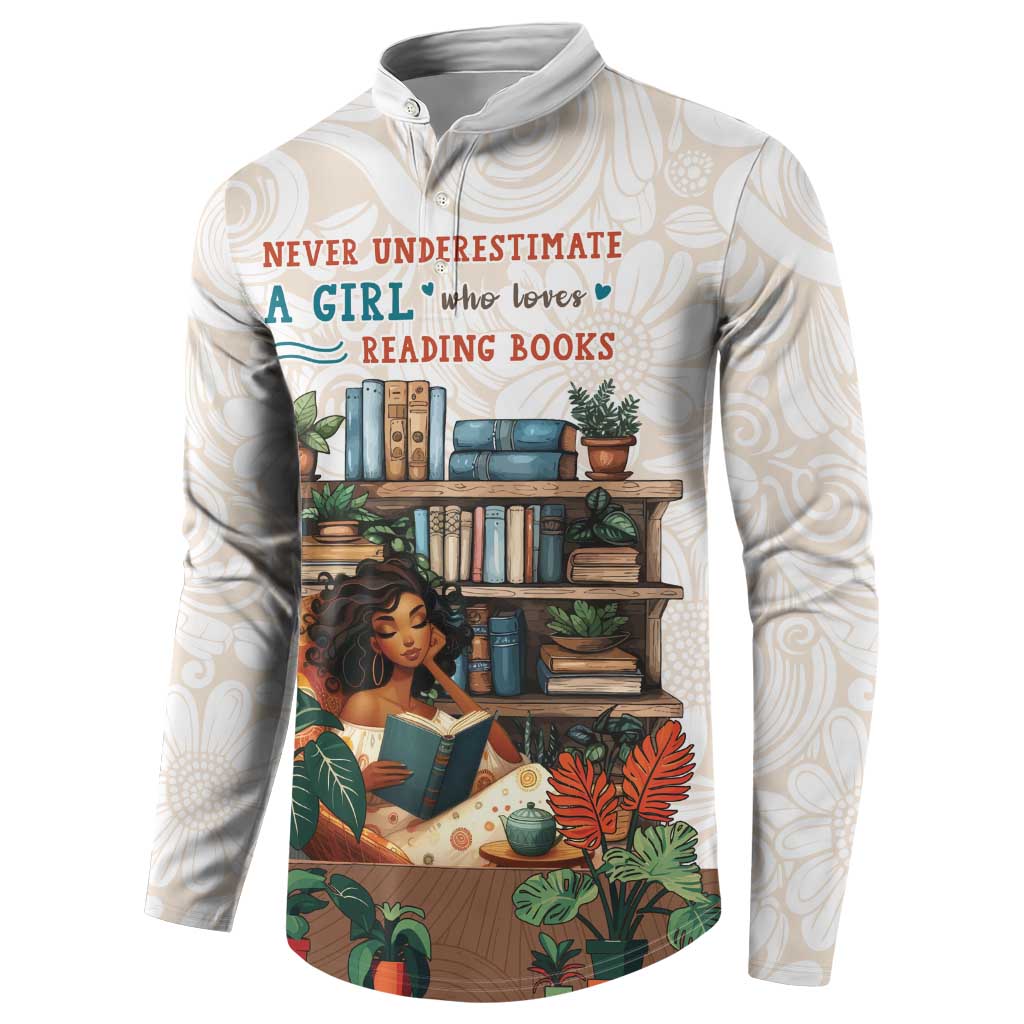 Never Underestimate A Girl Who Loves Reading Books Button Sweatshirt