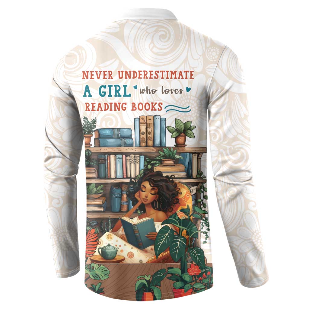 Never Underestimate A Girl Who Loves Reading Books Button Sweatshirt