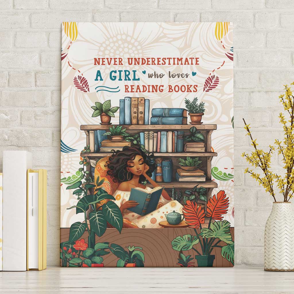 Never Underestimate A Girl Who Loves Reading Books Canvas Wall Art