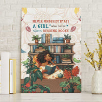 Never Underestimate A Girl Who Loves Reading Books Canvas Wall Art