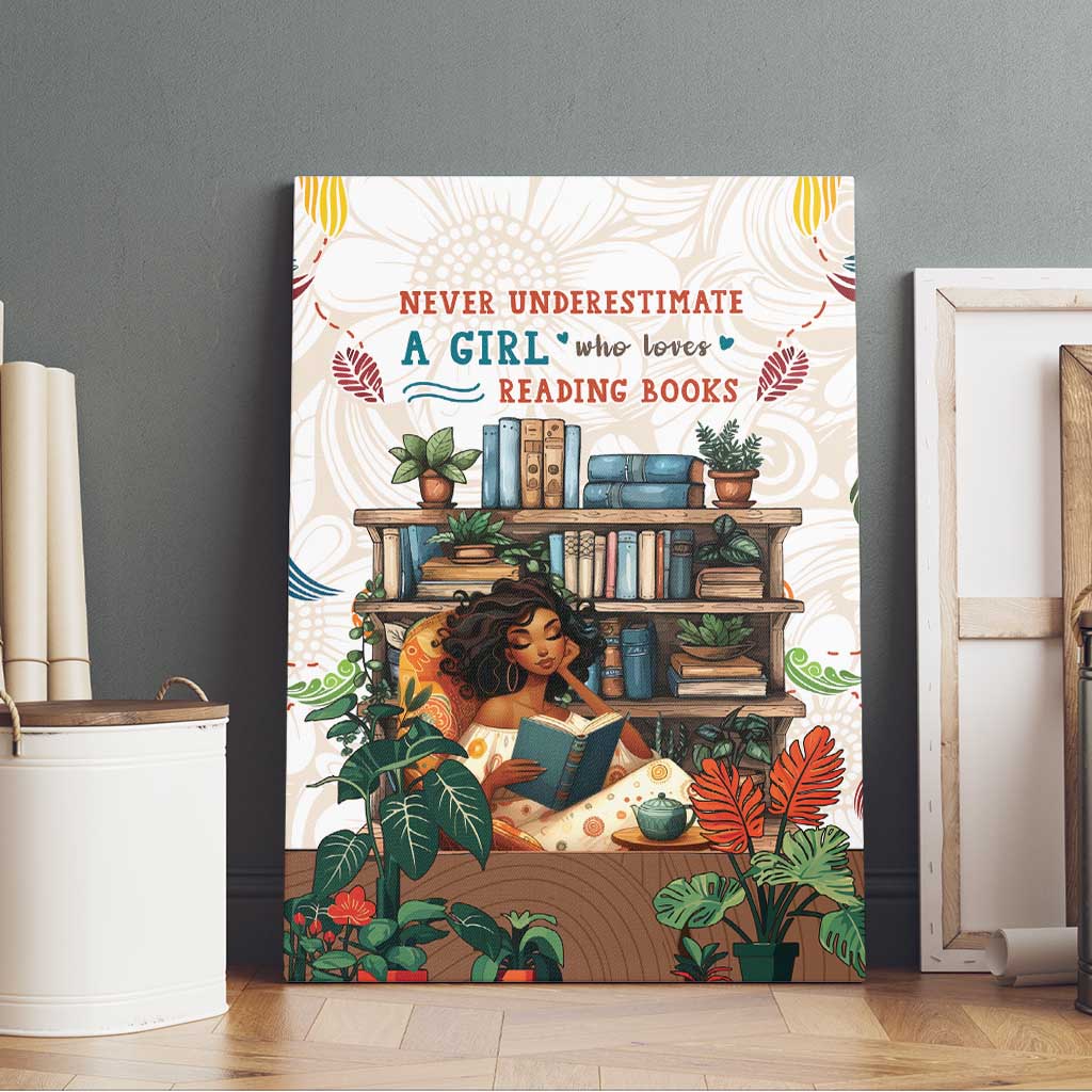 Never Underestimate A Girl Who Loves Reading Books Canvas Wall Art