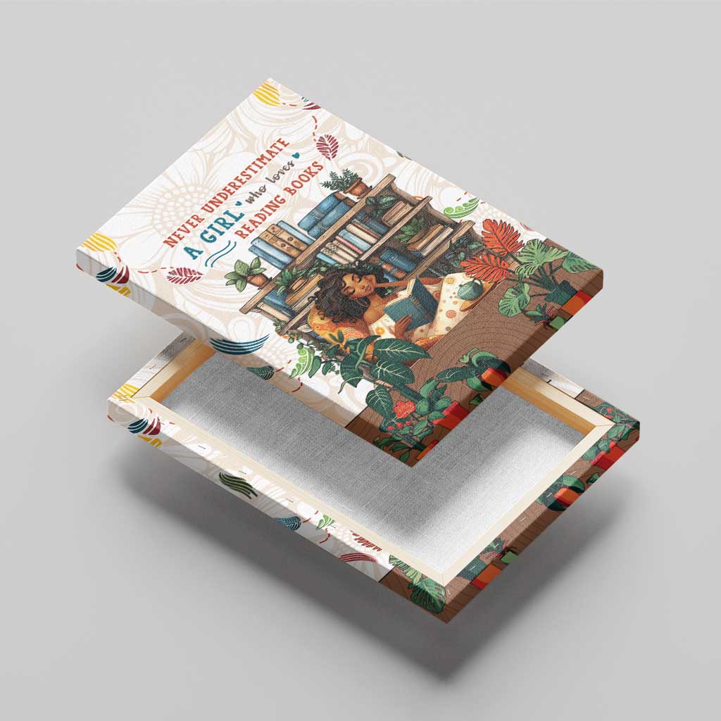 Never Underestimate A Girl Who Loves Reading Books Canvas Wall Art