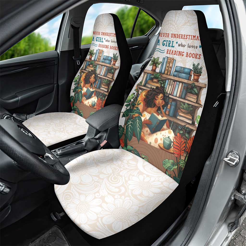 Never Underestimate A Girl Who Loves Reading Books Car Seat Cover