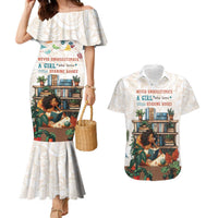 Never Underestimate A Girl Who Loves Reading Books Couples Matching Mermaid Dress and Hawaiian Shirt