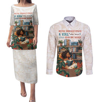 Never Underestimate A Girl Who Loves Reading Books Couples Matching Puletasi and Long Sleeve Button Shirt