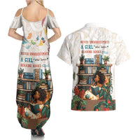Never Underestimate A Girl Who Loves Reading Books Couples Matching Summer Maxi Dress and Hawaiian Shirt
