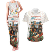 Never Underestimate A Girl Who Loves Reading Books Couples Matching Tank Maxi Dress and Hawaiian Shirt