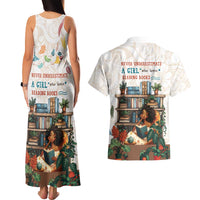 Never Underestimate A Girl Who Loves Reading Books Couples Matching Tank Maxi Dress and Hawaiian Shirt