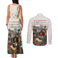 Never Underestimate A Girl Who Loves Reading Books Couples Matching Tank Maxi Dress and Long Sleeve Button Shirt