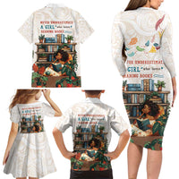Never Underestimate A Girl Who Loves Reading Books Family Matching Long Sleeve Bodycon Dress and Hawaiian Shirt