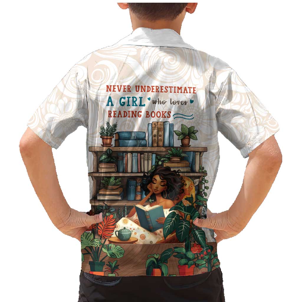 Never Underestimate A Girl Who Loves Reading Books Family Matching Mermaid Dress and Hawaiian Shirt