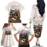 Never Underestimate A Girl Who Loves Reading Books Family Matching Off The Shoulder Long Sleeve Dress and Hawaiian Shirt