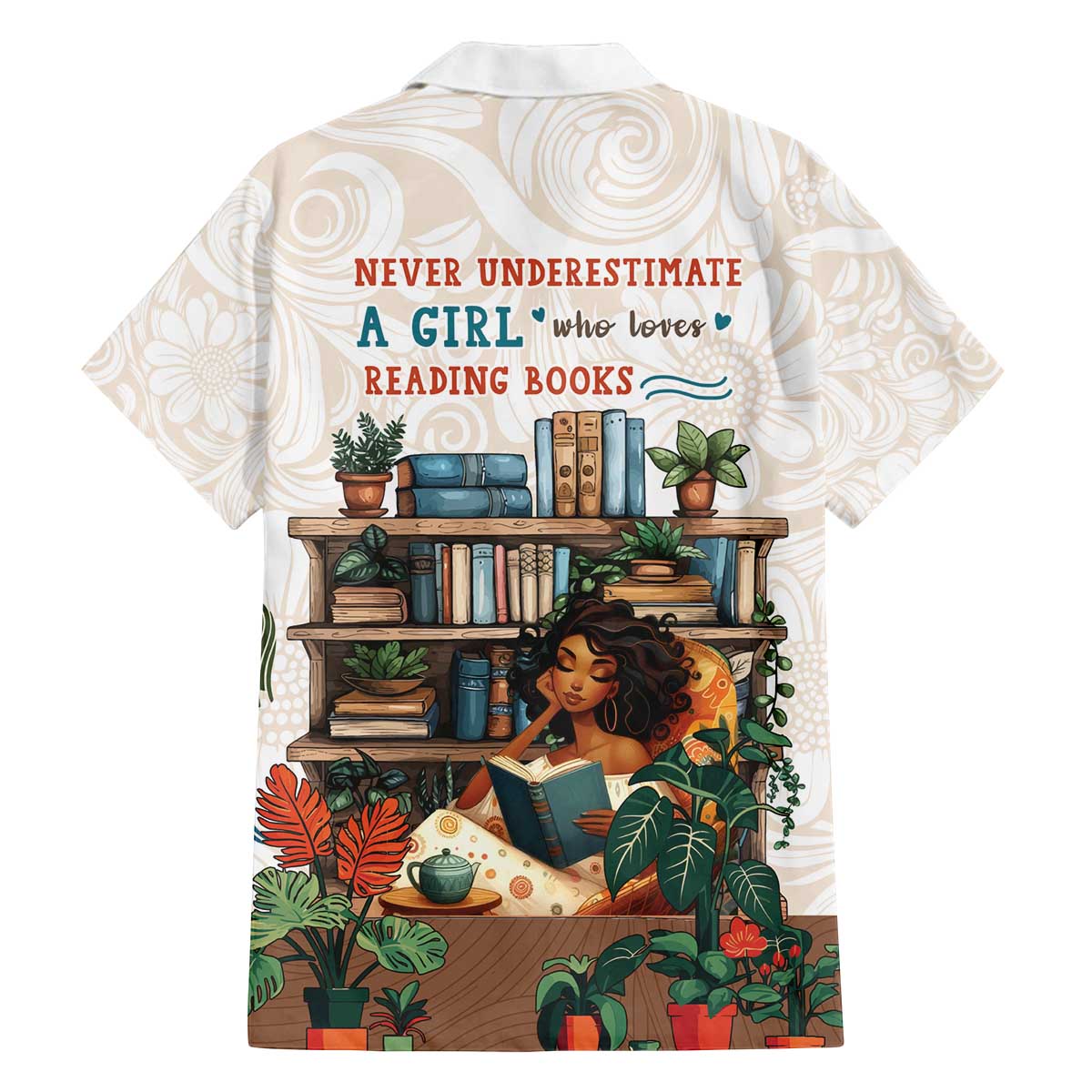 Never Underestimate A Girl Who Loves Reading Books Family Matching Off The Shoulder Long Sleeve Dress and Hawaiian Shirt