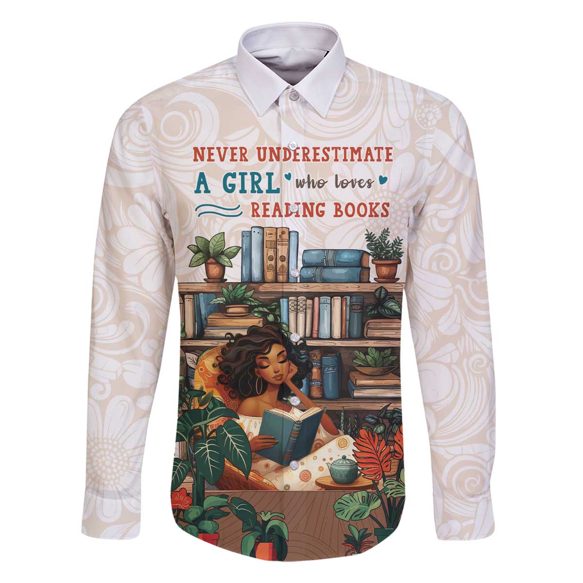 Never Underestimate A Girl Who Loves Reading Books Family Matching Off The Shoulder Long Sleeve Dress and Hawaiian Shirt