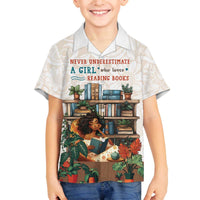 Never Underestimate A Girl Who Loves Reading Books Family Matching Off The Shoulder Long Sleeve Dress and Hawaiian Shirt