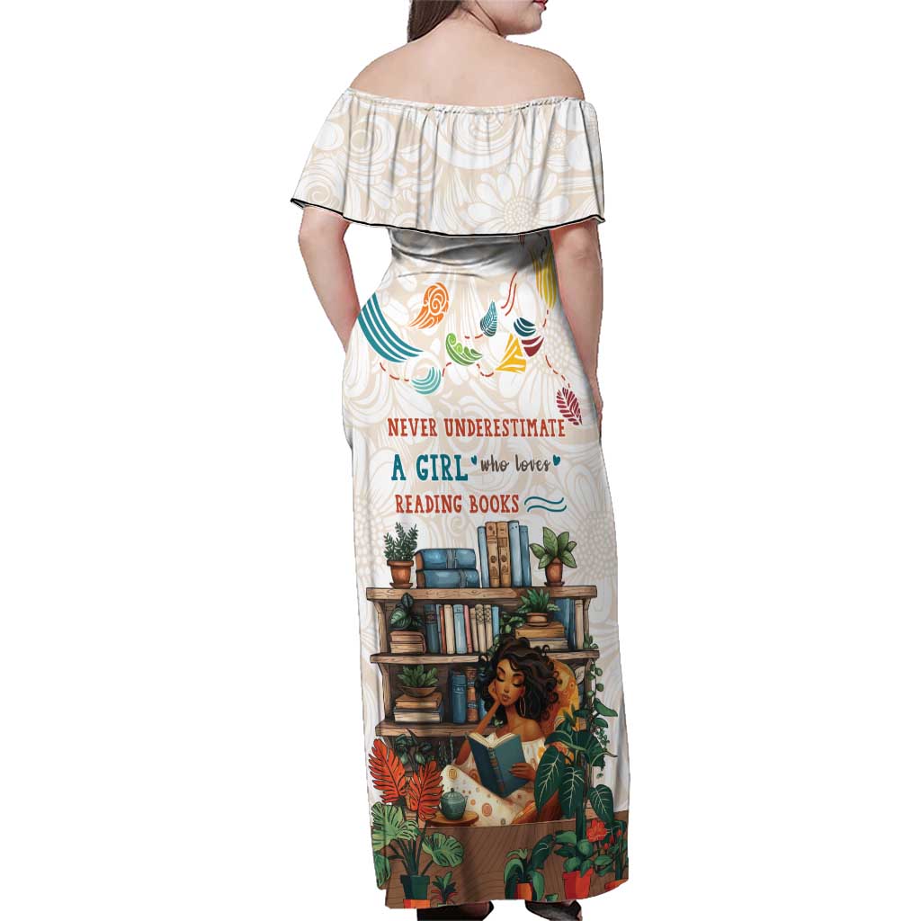 Never Underestimate A Girl Who Loves Reading Books Family Matching Off Shoulder Maxi Dress and Hawaiian Shirt