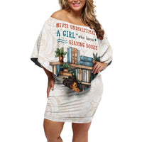 Never Underestimate A Girl Who Loves Reading Books Family Matching Off Shoulder Short Dress and Hawaiian Shirt