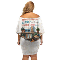 Never Underestimate A Girl Who Loves Reading Books Family Matching Off Shoulder Short Dress and Hawaiian Shirt