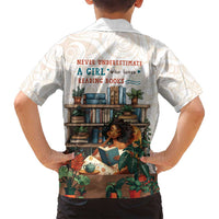 Never Underestimate A Girl Who Loves Reading Books Family Matching Puletasi and Hawaiian Shirt