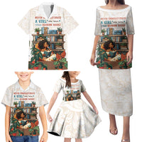 Never Underestimate A Girl Who Loves Reading Books Family Matching Puletasi and Hawaiian Shirt