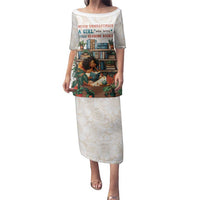 Never Underestimate A Girl Who Loves Reading Books Family Matching Puletasi and Hawaiian Shirt