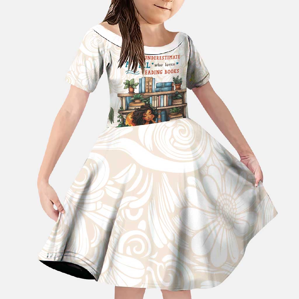 Never Underestimate A Girl Who Loves Reading Books Family Matching Short Sleeve Bodycon Dress and Hawaiian Shirt