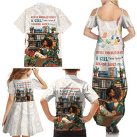 Never Underestimate A Girl Who Loves Reading Books Family Matching Summer Maxi Dress and Hawaiian Shirt