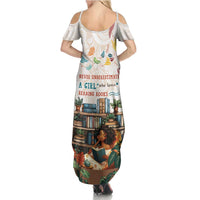 Never Underestimate A Girl Who Loves Reading Books Family Matching Summer Maxi Dress and Hawaiian Shirt