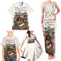 Never Underestimate A Girl Who Loves Reading Books Family Matching Tank Maxi Dress and Hawaiian Shirt