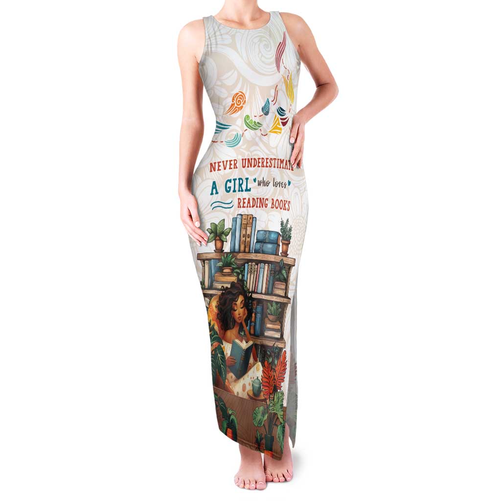 Never Underestimate A Girl Who Loves Reading Books Family Matching Tank Maxi Dress and Hawaiian Shirt