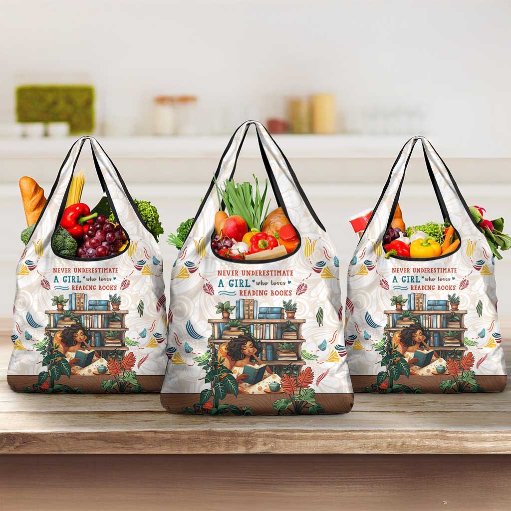 Never Underestimate A Girl Who Loves Reading Books Grocery Bag