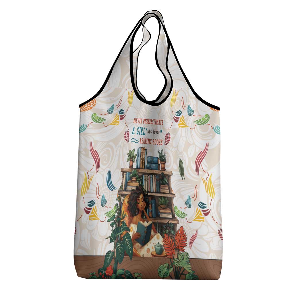 Never Underestimate A Girl Who Loves Reading Books Grocery Bag