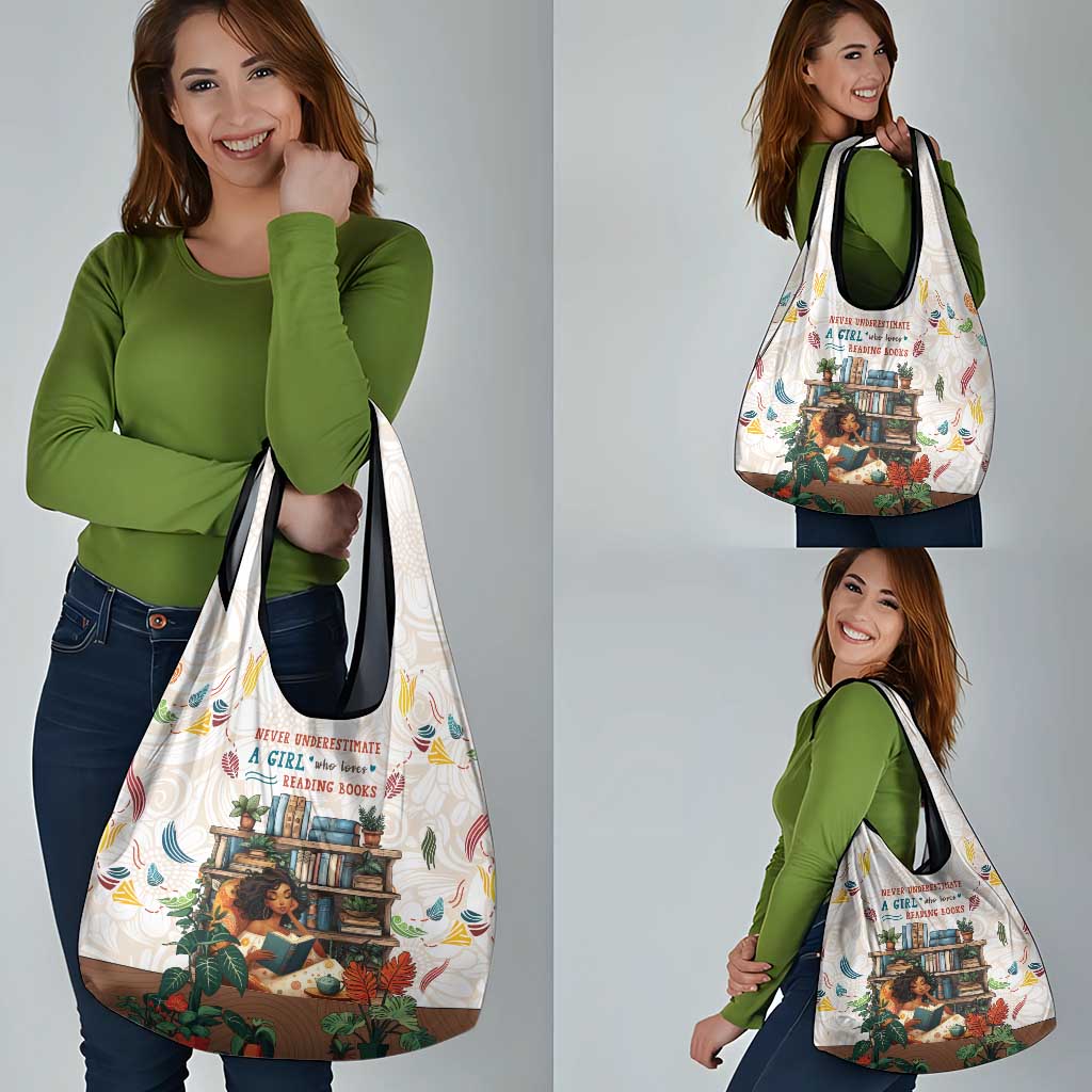 Never Underestimate A Girl Who Loves Reading Books Grocery Bag
