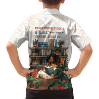 Never Underestimate A Girl Who Loves Reading Books Kid Hawaiian Shirt
