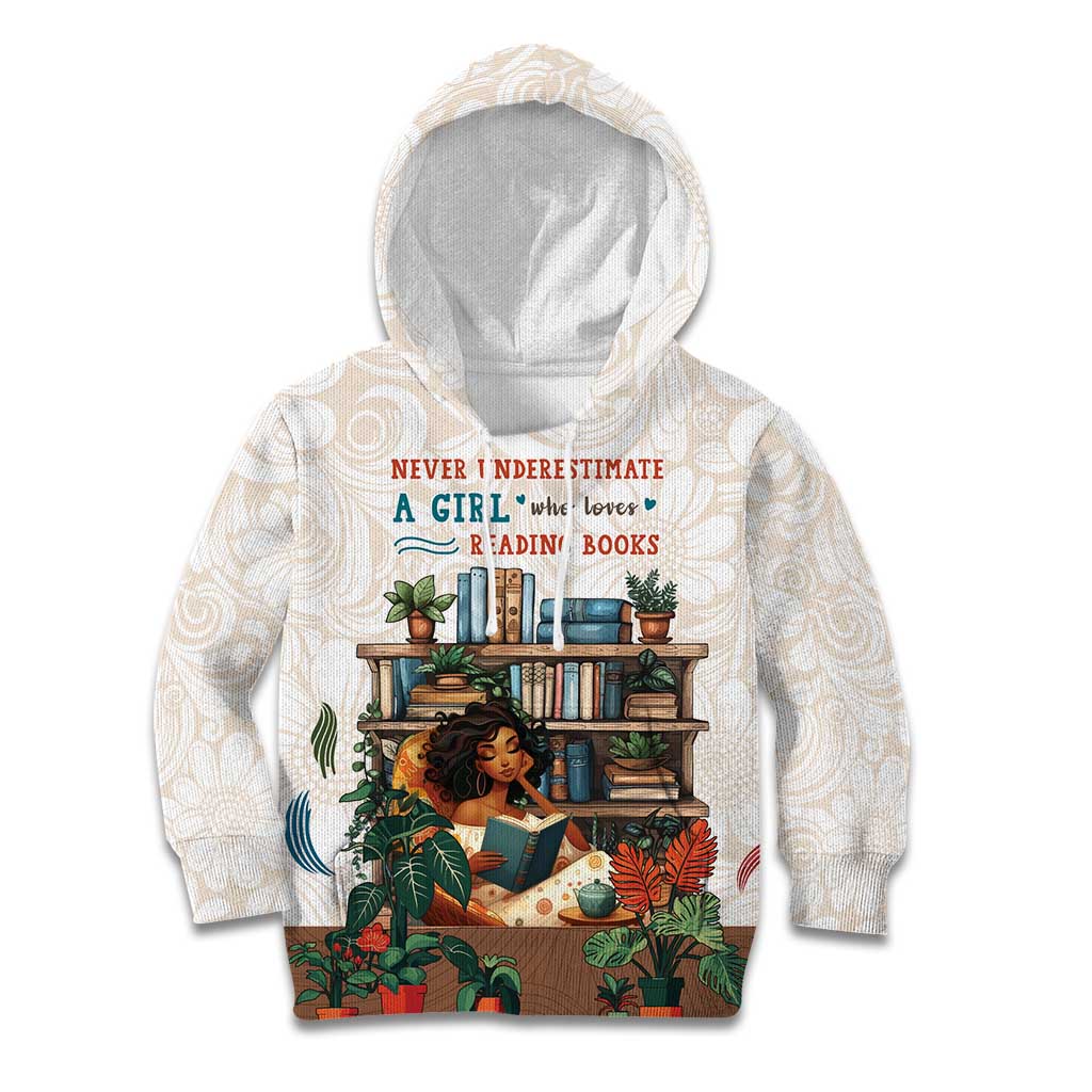 Never Underestimate A Girl Who Loves Reading Books Kid Hoodie
